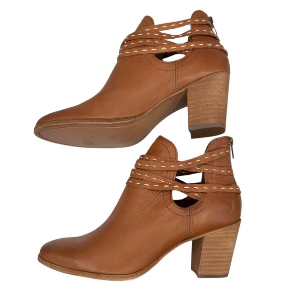 Frye Naomi Pickstitch Whisky Leather Shootie Ankle Boots (9.5) - Picture 5 of 16